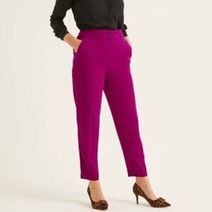 Boden | Christina Straight Tapered Pants Trousers Slacks Belted Fuchsia Pink 4R